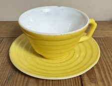VTG Hazel Atlas Moderntone Platonite Tea Cup  Saucer Yellow