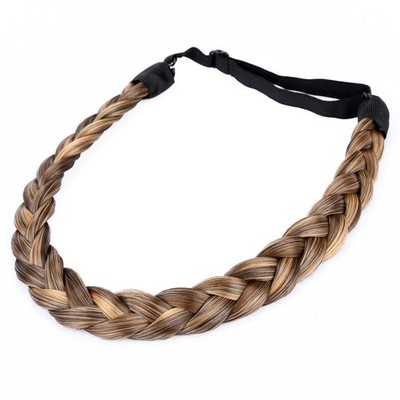 Width 0.7 inch Thin 2 Strands Fishtail Plaited Braids Headband Braided Synthe...