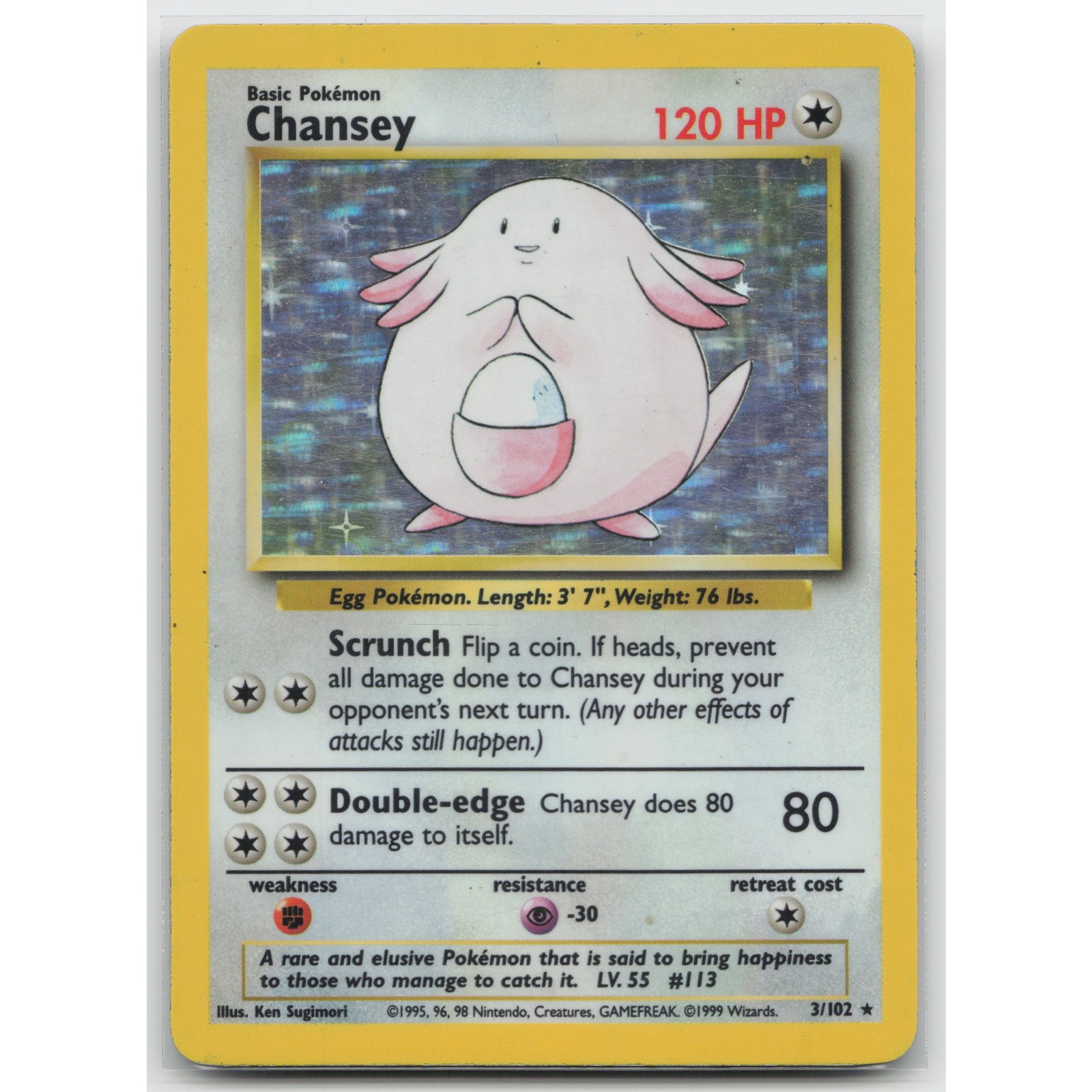 Chansey Holo Base Set 3/102 Holo Rare HP Pokemon