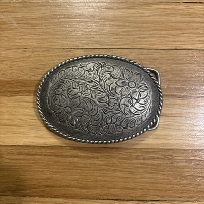 vintage WESTERN belt buckle ENGRAVED cowboy RODEO metal