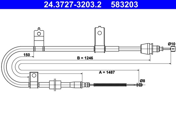 ATE Bremsseil Seilzug Feststellbremse 24.3727-3203.2 FüR KIA SA Picanto 1 LPG-image