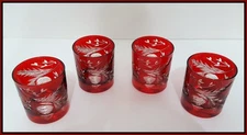 Williams Sonoma Red Pinecone Cut Double Old Fashioned Glasses Set of 4 New