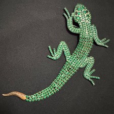 VTG Signed WEISS Dominique Rhinestone LIZARD Gecko 7.5