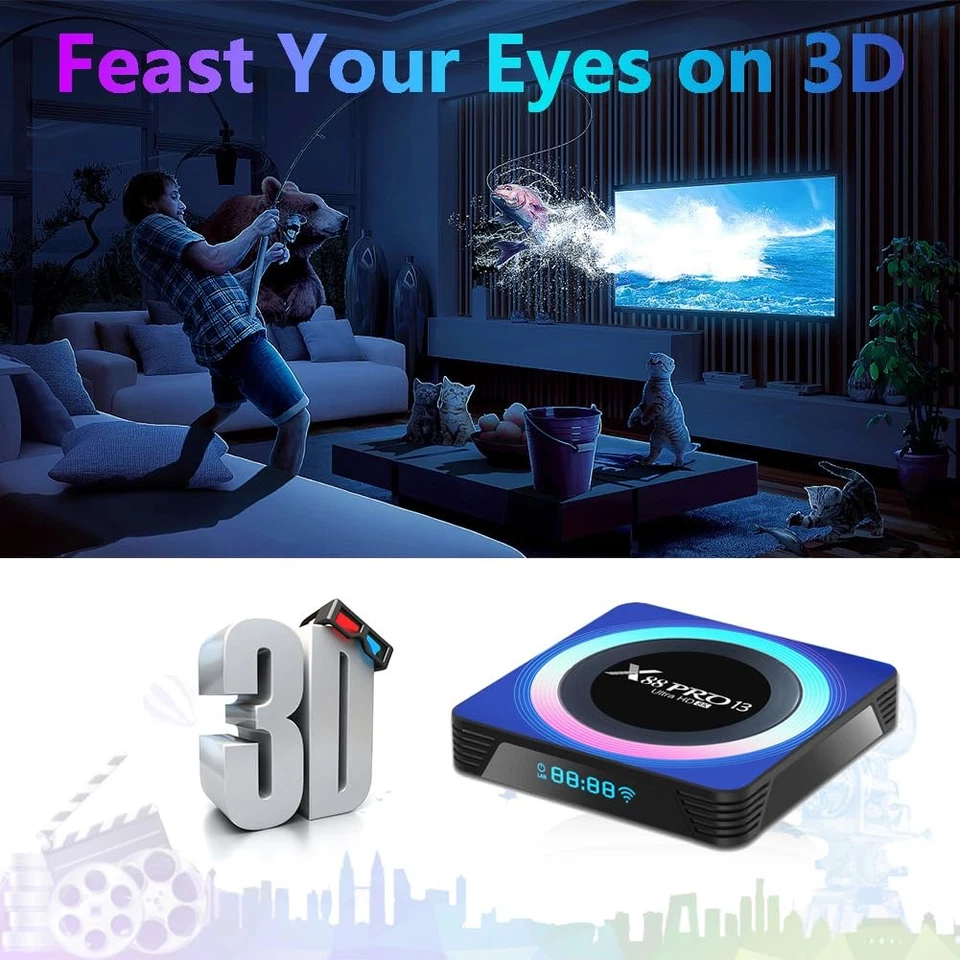 Android tv box X13 tv box Android 13.0 4GB RAM 32GB ROM RK3528 Quad Core 64bit - Immagine 4 di 4