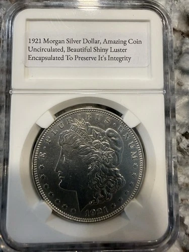 1921-P  $1 Morgan Silver Dollar, Bright Shiny Luster, Nice Coin, Encapsulated
