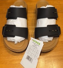 Image of Crocs Brooklyn Woven Buckle 209978-001 Women's US 6 Black Slide Sandals PQ258