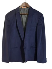 Steven Land Modern Man Size 44L Navy Blue Velvet Blazer W/ Velvet Buttons