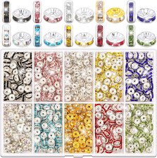 800 Pieces Rondelle Spacer Beads for Jewelry Making, 6Mm Rhinestone Spac