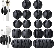 OHill 16-Pack Black Cord Organizer - Adhesive Cable ‎16-Pack, 
