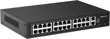 24 Port PoE  Switch w/ 2 Gigabit Uplink, Quiet Fanless Output 300W Rack Mount