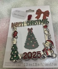 2025 Studio Decor Mini Photo Ornament. Rectangle Silver Baby  s First Christmas