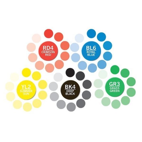 Bolígrafos Camaleón - 5 PK Marcadores de Alcohol Tono Color - PRIMARIOS - Imagen 2 de 4