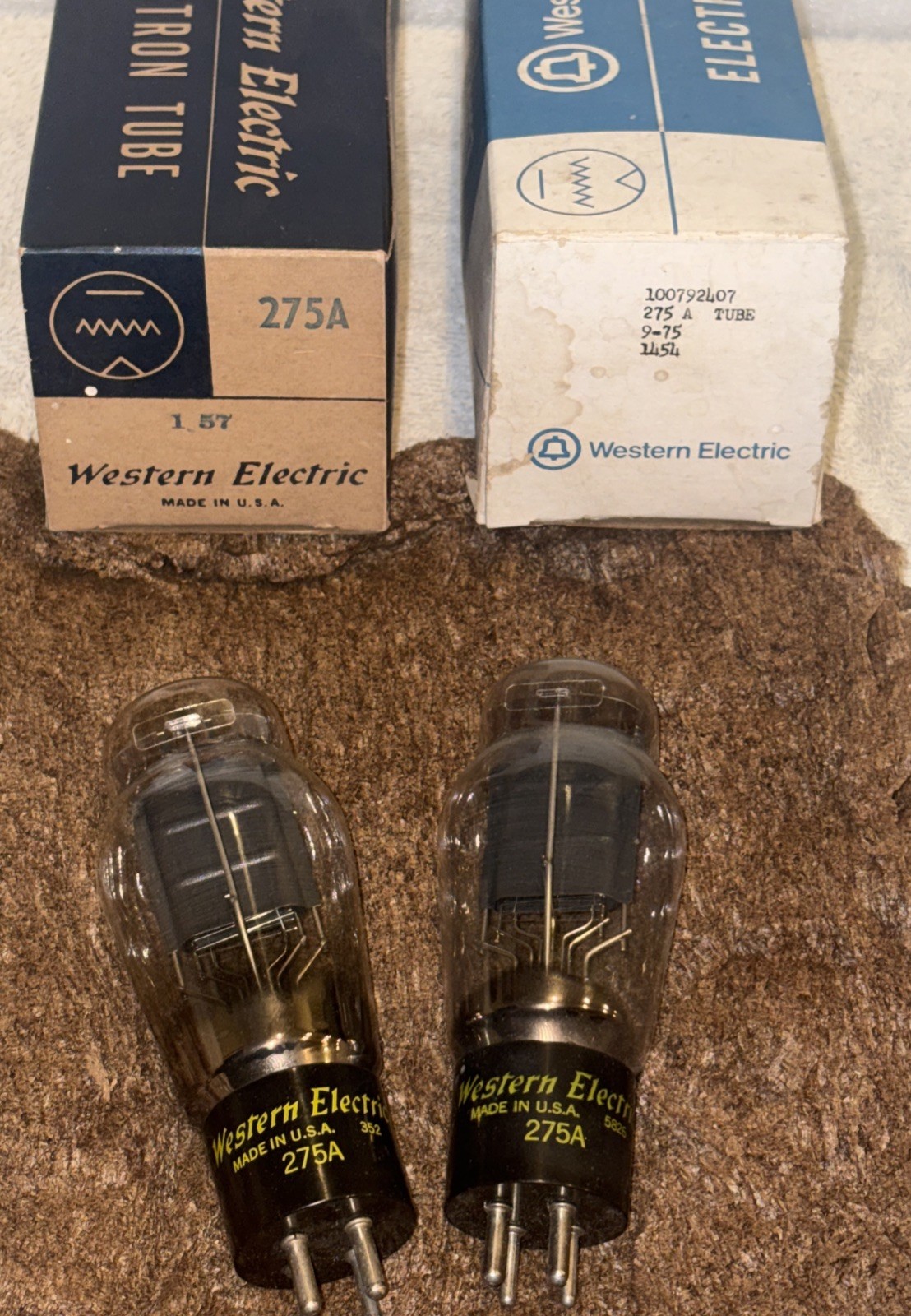 Pair Western Electric 275A Vacuum Tubes Tested Low 