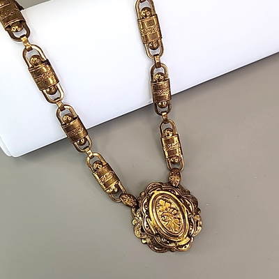 #ad Vintage Kramer of NY Necklace Book Chain Victorian Revival Gold Tone 14.5quot; $170.99