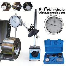 Dial Indicator With Magnetic Base Holder Fine Adjustable Arm 0-1",0.001" Gauge