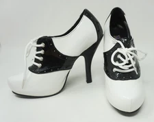 Funtasma Black White Patent High Heel Platform Saddle Women Shoes Size 6