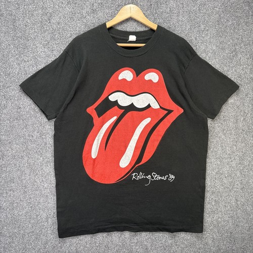 Vintage Rolling Stones Shirt Mens XL Black 80s 1989 Voodoo Lounge Tour Rock Band