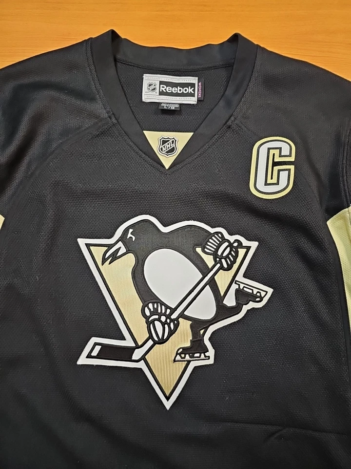Camiseta deportiva de hockey para mujer LG Reebok cosida Pittsburgh Penguins #87 Sidney Crosby NHL  Foto 4 de 4