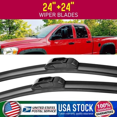Waterproof/Durable 24''+24'' U-/J-Hook Windshield Wiper Blades All Season Set