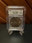 Rare coin 2001 MS 70 American Silver Eagle (ASE) ICG New White Label VERY RARE