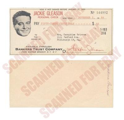 Original 1958 Jackie Gleason HONEYMOONERS STRIPE Tooth Paste Ad Check 144992