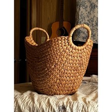 boho rattan style Hand woven straw tote bag basket