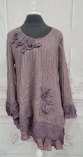 Victorian Trading LG Mave's Mauve Rose Layered Sweater Tunic Lagenlook 43B