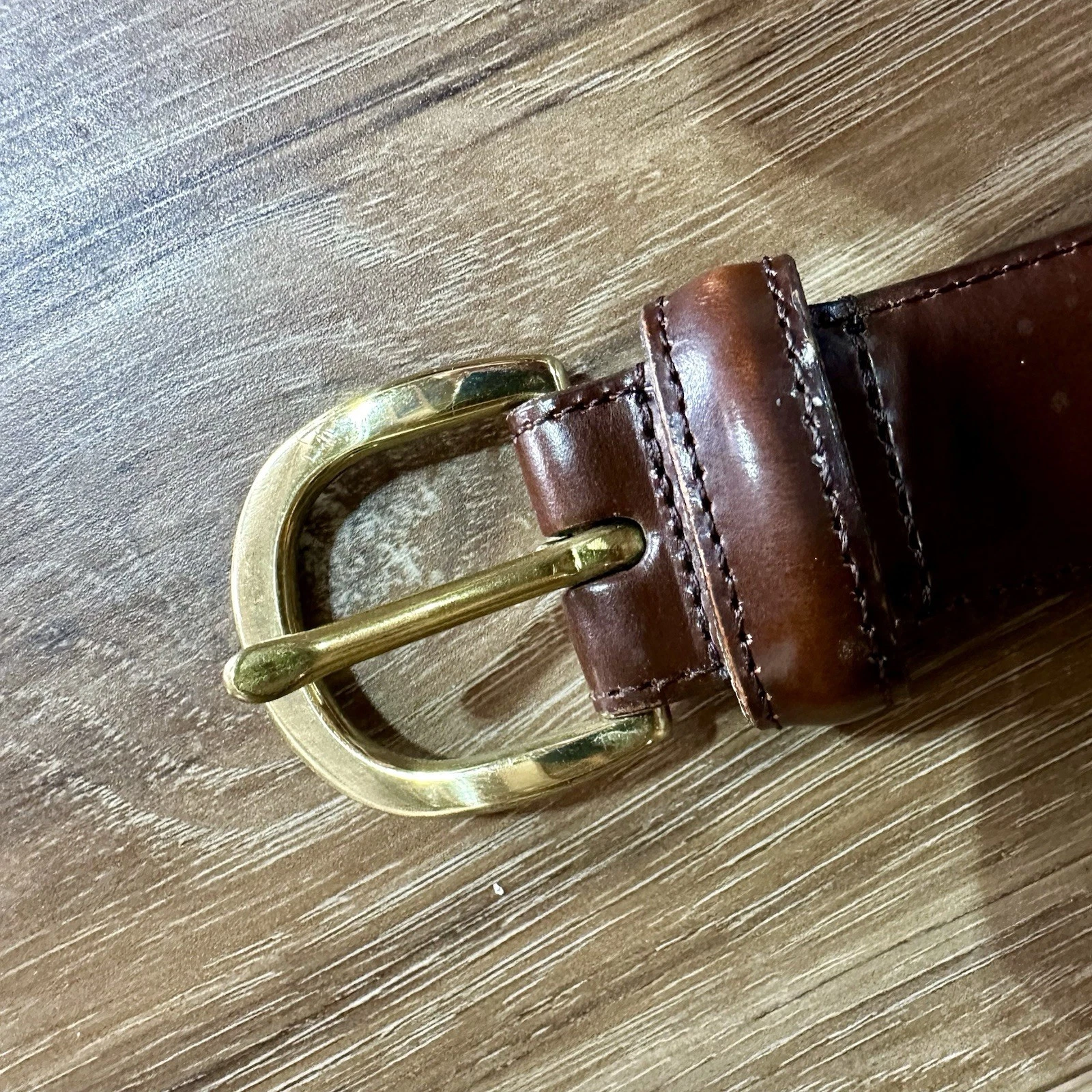 Coach Siena Cintura Abito Pelle di Vacchetta Marrone Lucido Fibbia Ottone 42"