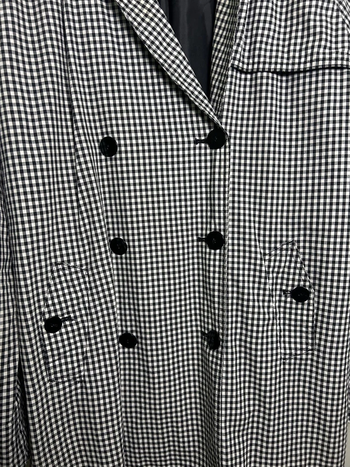 Liz Claiborne Black White Gingham Check Double Breasted Blazer Jacket XL  Womens - Image 2 of 4