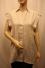 NEW BCBG MAX AZRIA CLOUD GREY THEONA OVERSIZED BUTTON-DOWN SHIRT /T349 SIZE M