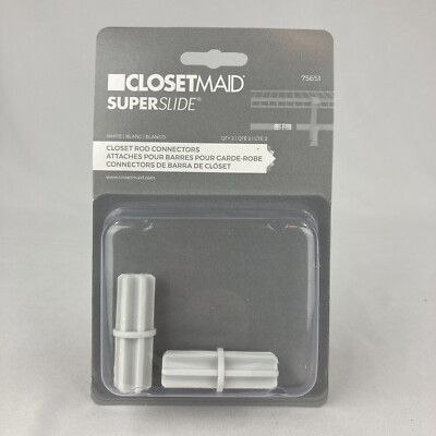 CLOSETMAID SuperSlide Closet ROD CONNECTOR White 75651 New 2 In Pack 