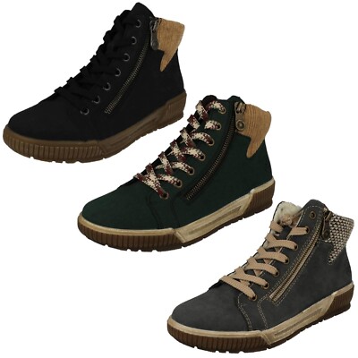 Ladies Rieker N0709 Fleece Lined Dual Fastening Ankle Boots