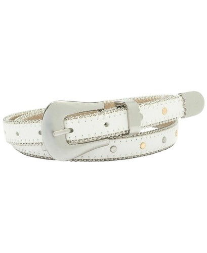 Guess Crystal Studded Patent Leather Belt Silver Tone Buckle  display picture 2