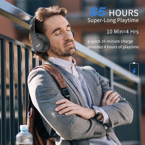 Uliptz Wireless Headphones over Ear, 65 Hrs Playtime Bluetooth Headphones, 6 EQ - Picture 5 of 8