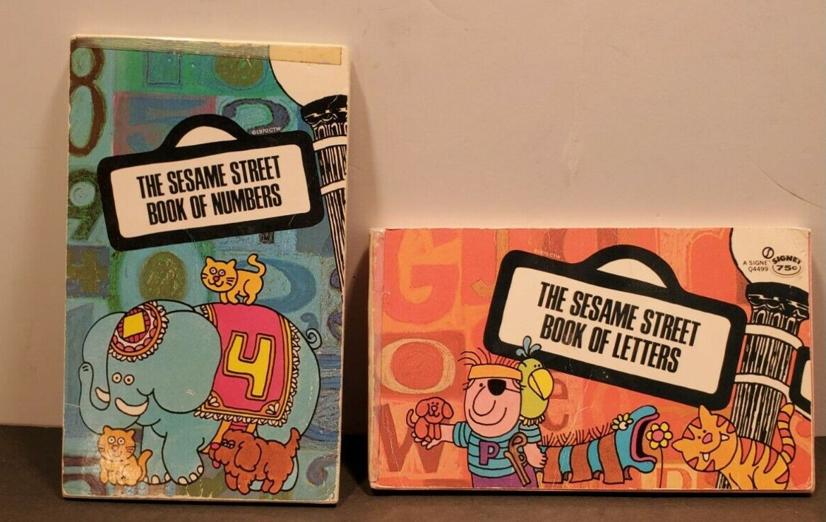 2 vintage Sesame Street books 1971 The Book of Numbers and Book of Letters.