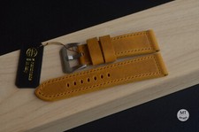 24 mm Cinturino artigianale Pam Italy ocra pull-up Vintage Leather Band Handmade