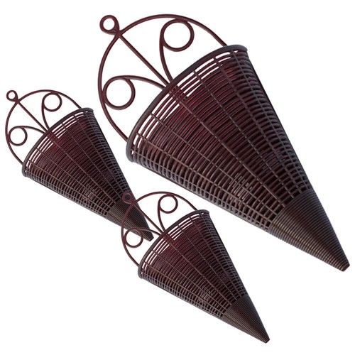 3 Pcs Hanging Baskets for Plants Outdoor Rattan Decorative Flower Pots Rustic
