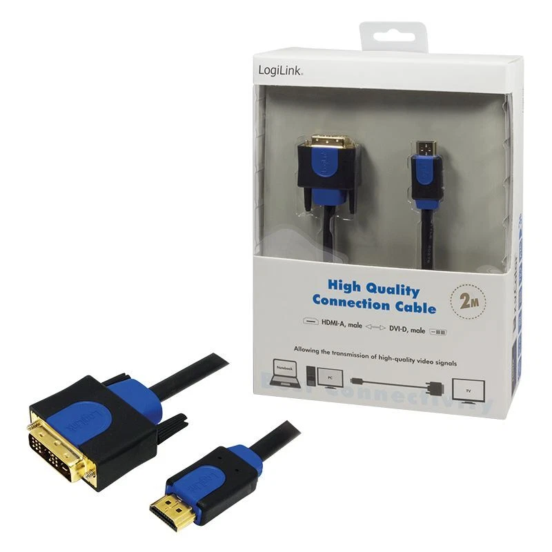 2m HDMI auf DVI Kabel 1080p FULL HD PC TV Monitor Beamer Video Adapter Kabel - Bild 3 von 3