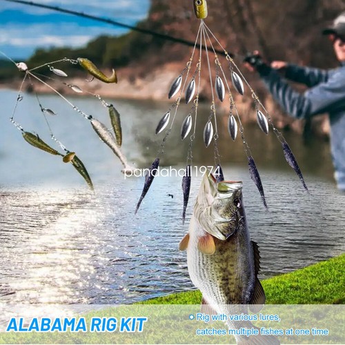 5x Arms Alabama Rig Fishing Lure Set Umbrella Rig with Spinner for ...