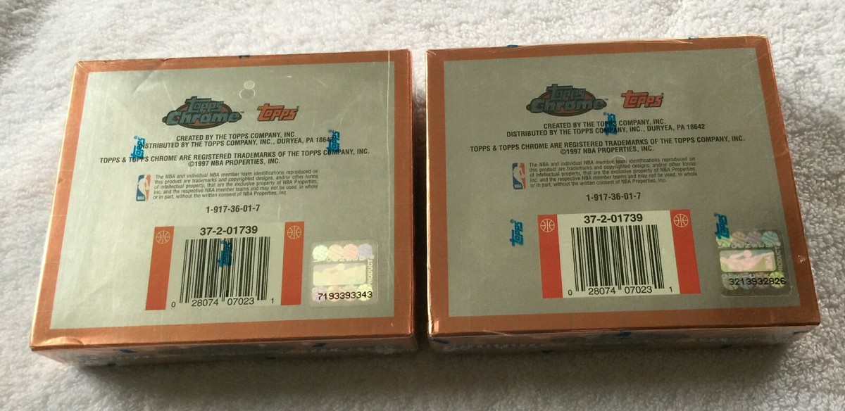 1996-97 Topps Chrome Basketball Sealed Hobby Box ( 2 BOXES) Kobe