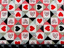 Tina Scrap 9"x21" Valentine Heart Red White Patchwork Country Fabric Cotton