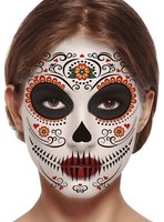 Dia De Los Muertos Gesichts-Klebetattoo - Fasching Halloween KostüM Karneval -