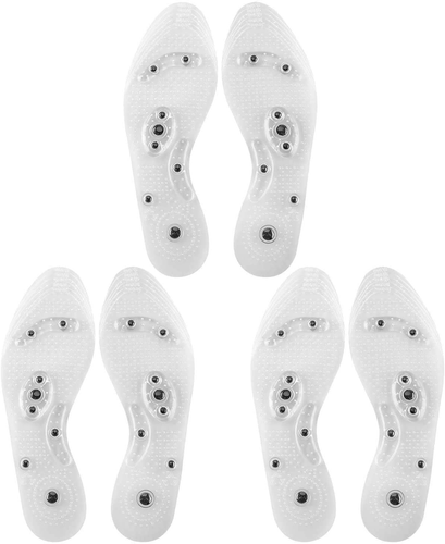 3 Pairs Acupressure Magnetic Massage Insoles, Foot Massage Shoe-Pad Foot Therap
