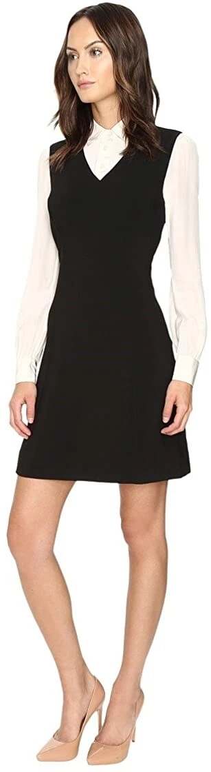 Abito donna Kate Spade New York 241299 crepe linea A scisto chiaro nero taglia 10