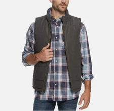 Weatherproof Vintage Men's Flannel Lined Puffer Zip-Front Vest(GREY,LARGE) NWT