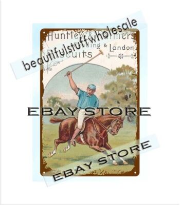 1890s Huntley Palmers Biscuits horse Man Playing Polo London metal tin sign