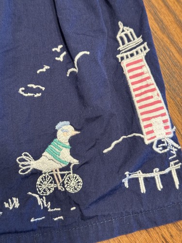 Baby Girls Gymboree Shore to Love Navy Striped Seaside Embroidered Dress 18 24 - Picture 7 of 9