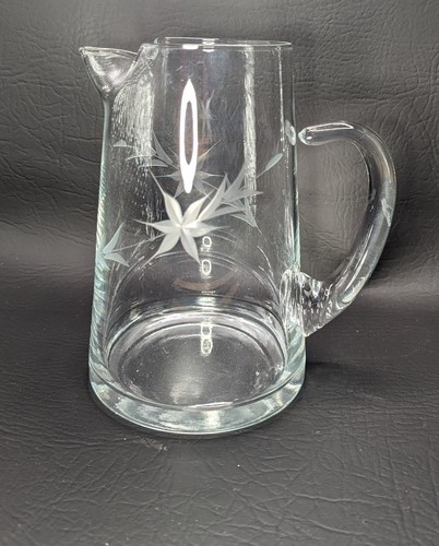 Vintage Etched Flowers Glass Juice Pitcher & 6 Glasses from 1920’s Depression. - Picture 2 of 7