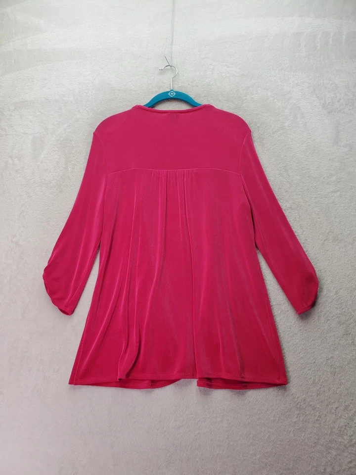 Kasper кардиган свитер женщин размер средний розовый длинный рулон вкладка рукав открытый передний - Изображение 2 из 4