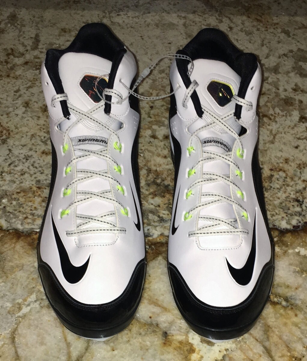 Nike Men Air Swingman MVP 2 Mid Metal Baseball Cleats Shoes Black White Size 16